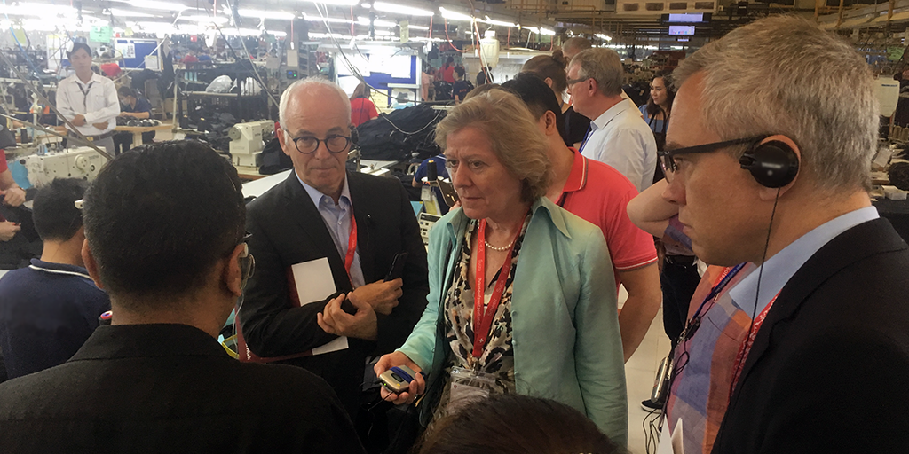 The Swiss delegation visit to a garment factory in Dong Nai to witness positive changes in working conditions and competitiveness of the country’s leading export industry.